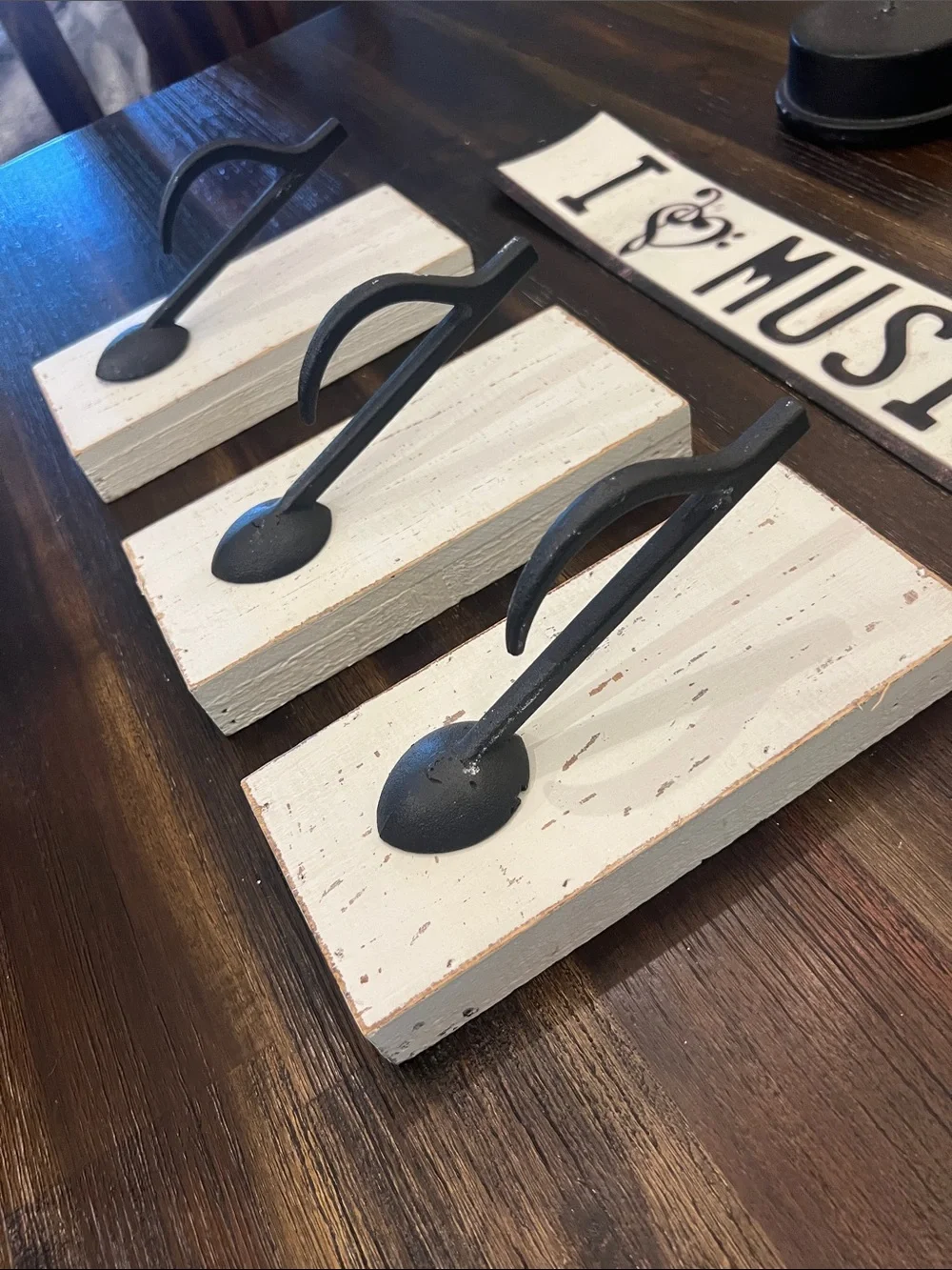 White Rustic Treble Clef & Music Note Wall Hook Set